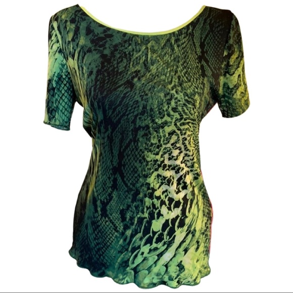 Elle Tahari Silk Snakeskin Print Top Size Medium - Picture 2 of 8